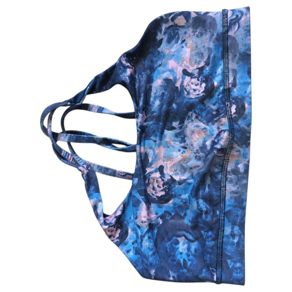 Lululemon Energy Bra Moody Mirage Bark Berry Deep Navy‎ Floral W2545S Sz 4-6